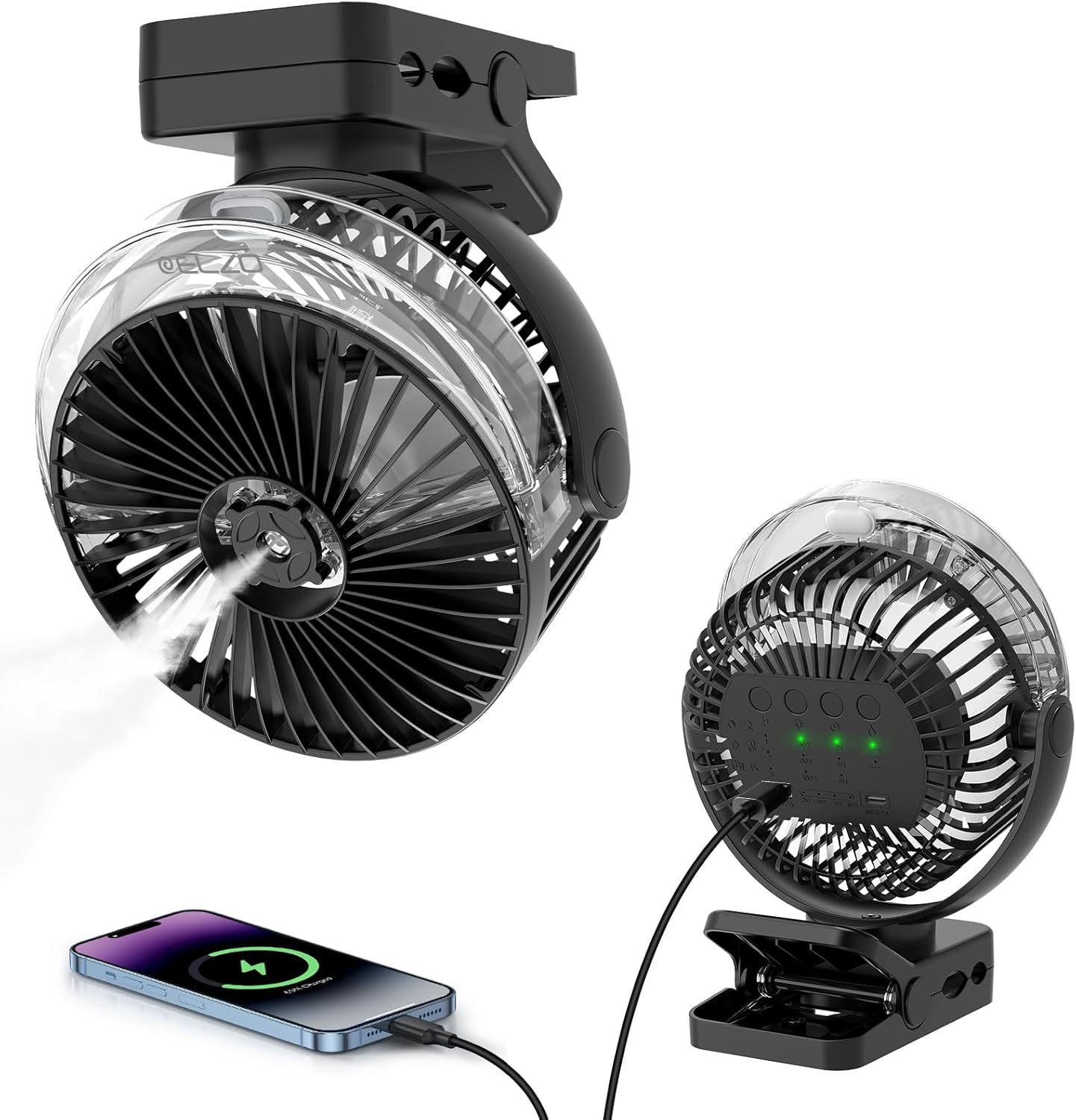 ELZO 12000mAh Clip on Fan, USB Desk Fan