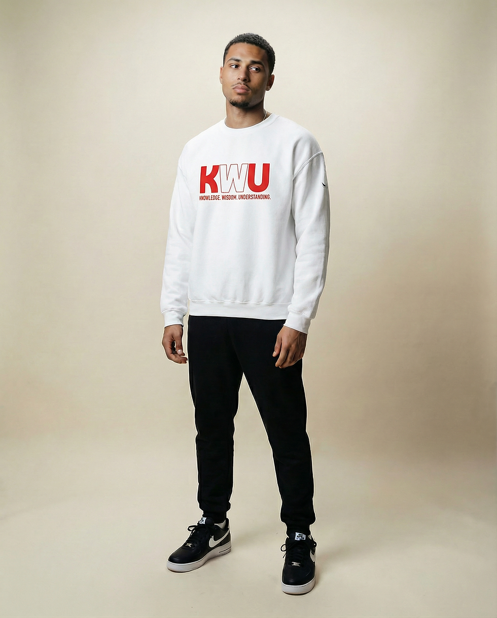 Thumbnail: KWU White/ Red Unisex Crewneck