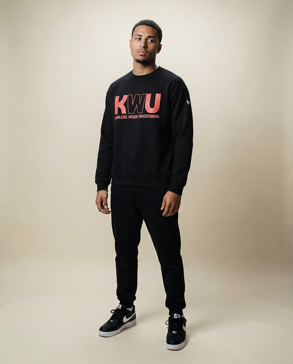 Thumbnail: KWU Black/ Red Unisex Crewneck