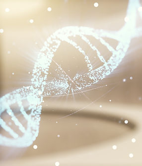 Double exposure of creative DNA hologram on empty modern office background Bio Engineering