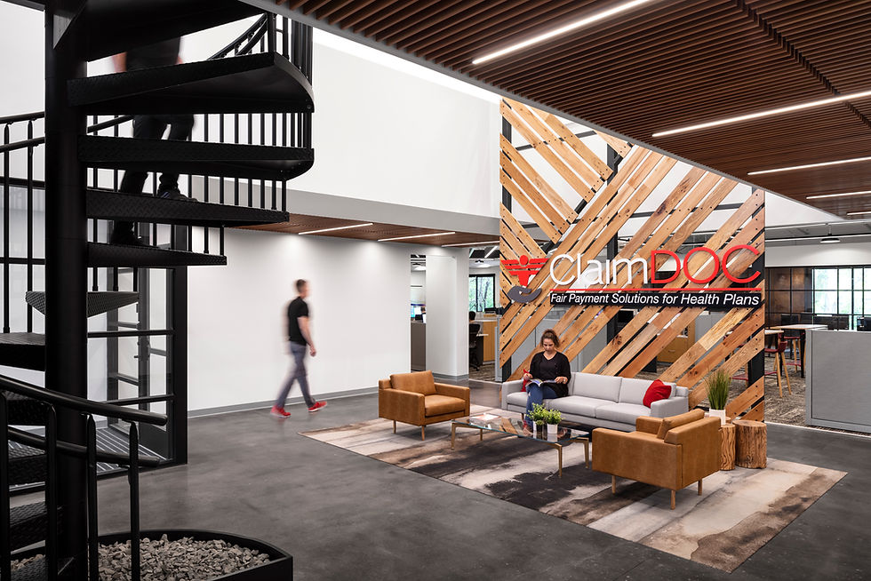 Interiors photography by AJ Brown Imaging of a reception area for a medical company.