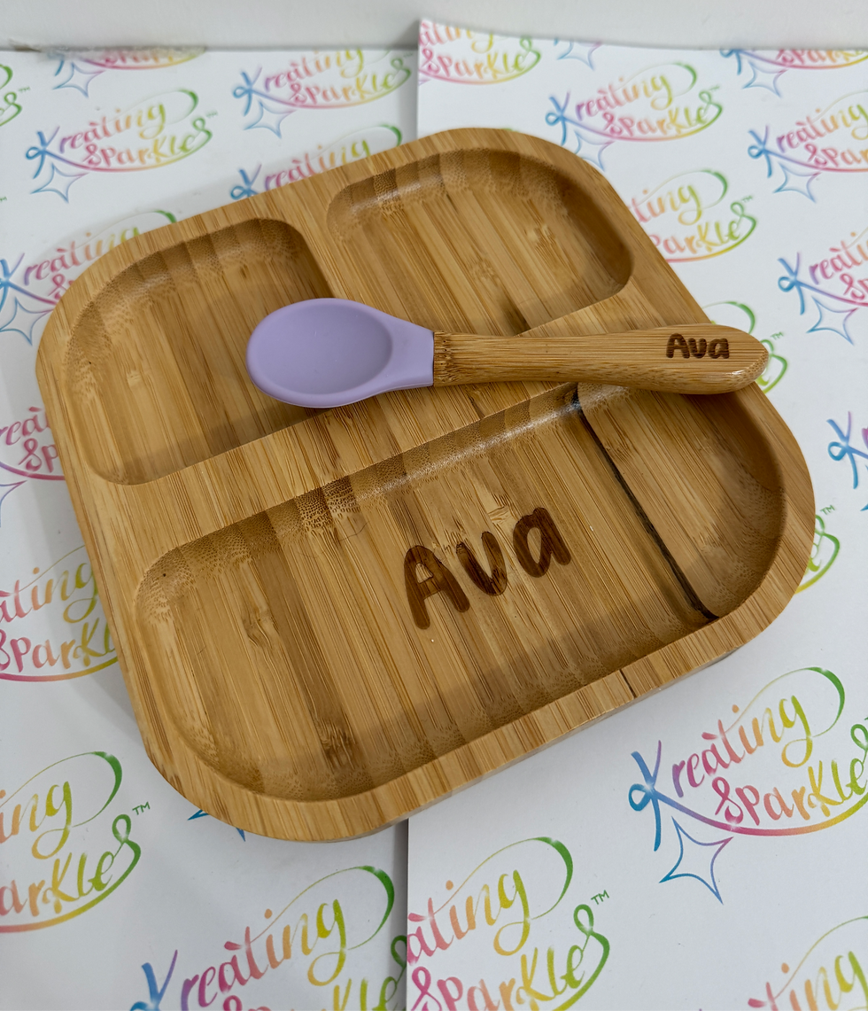 Personalised Bamboo Children's Dining Plate & Spoon