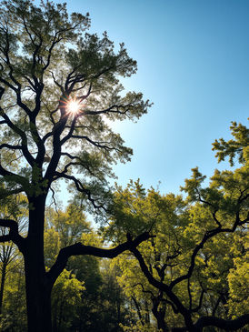 Trees With Sun Shinning Through