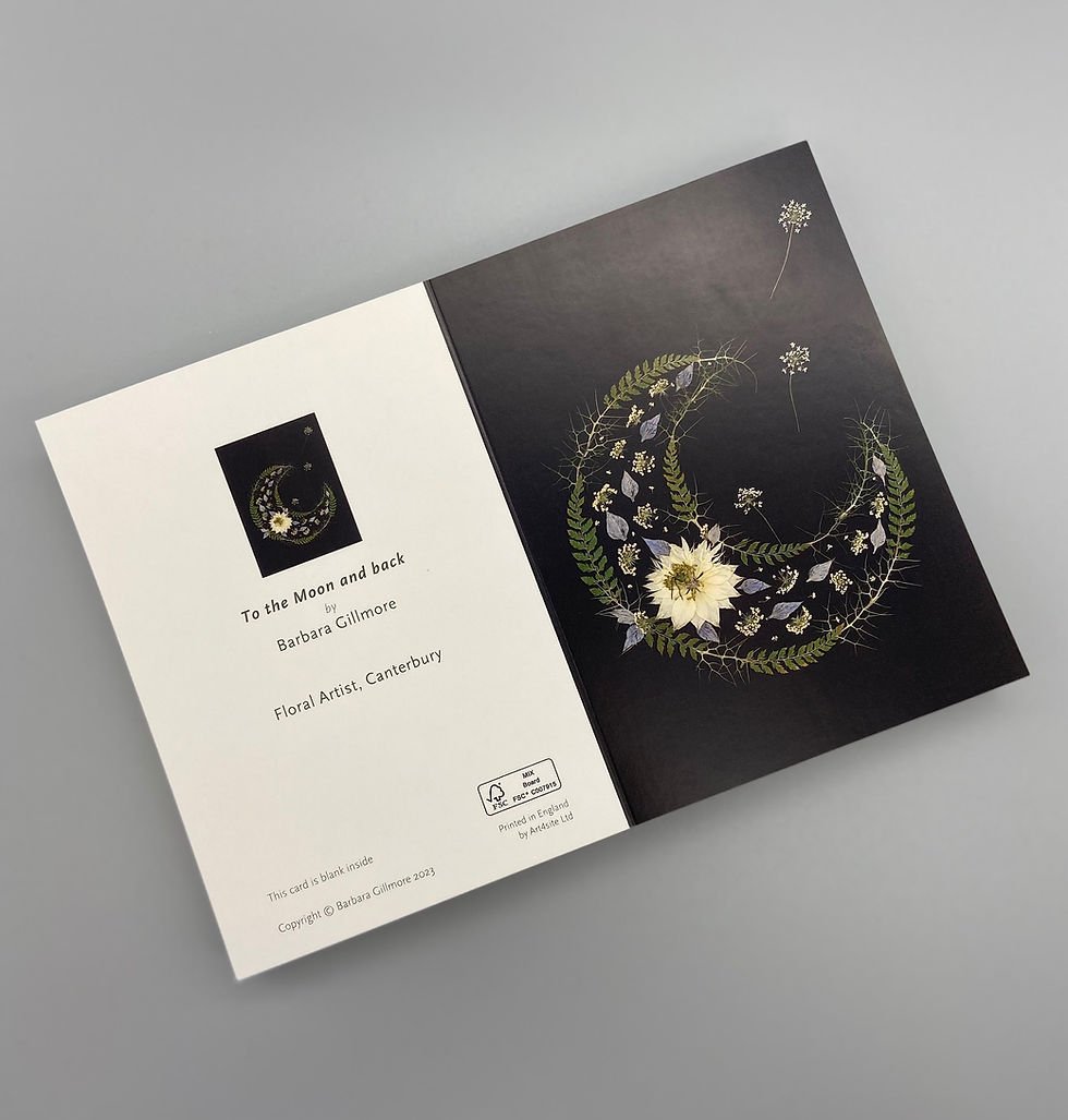 A printed pressed flower Moon greetings card A6