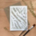 A printed greetings card of pressed Thlaspi foliage