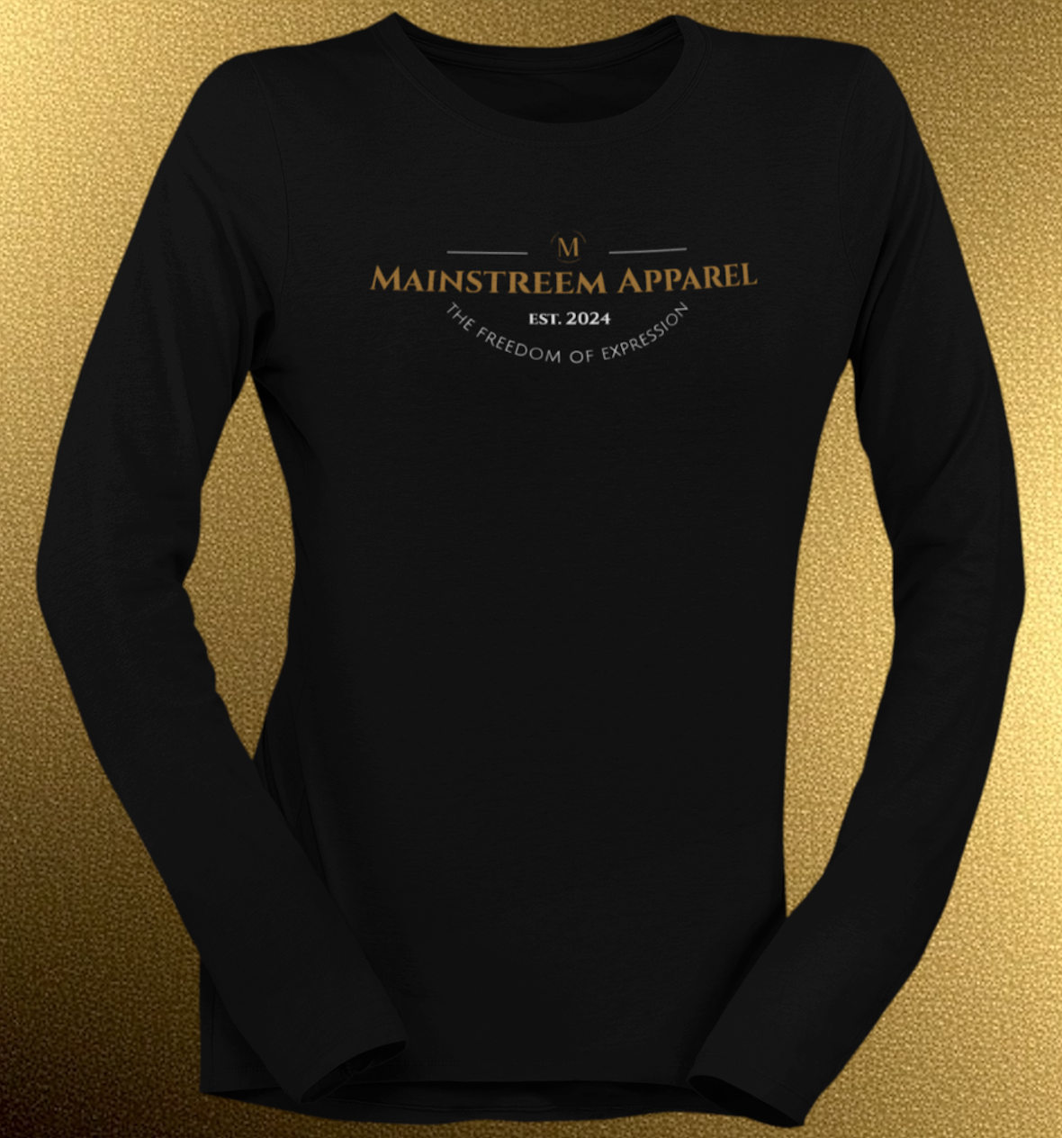 Women's "Retro" Gold Long Sleeve - Black