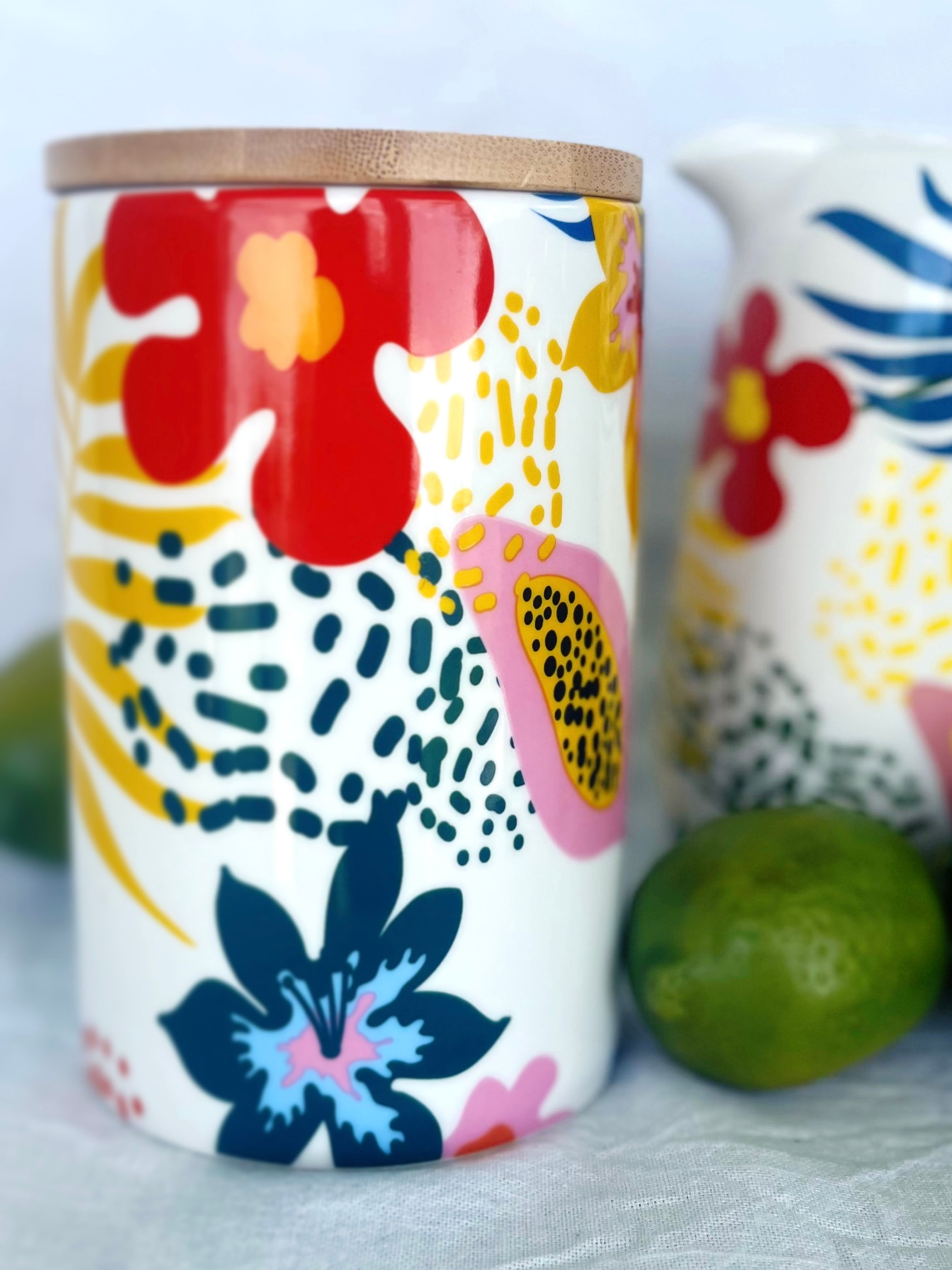 Tropical Canister with Bamboo Lid