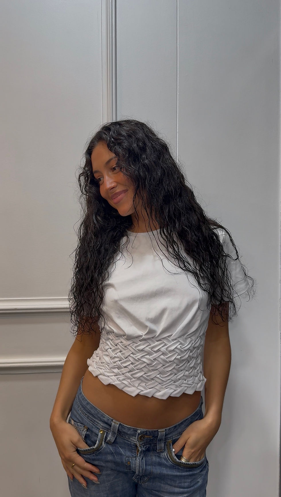Curly hair extensions result with 50cm natural curly hair adding length and volume, Gold Class Hair UK