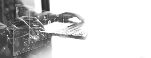 AI Artificial Intelligence. Business man using AI technology for data analysis, coding com