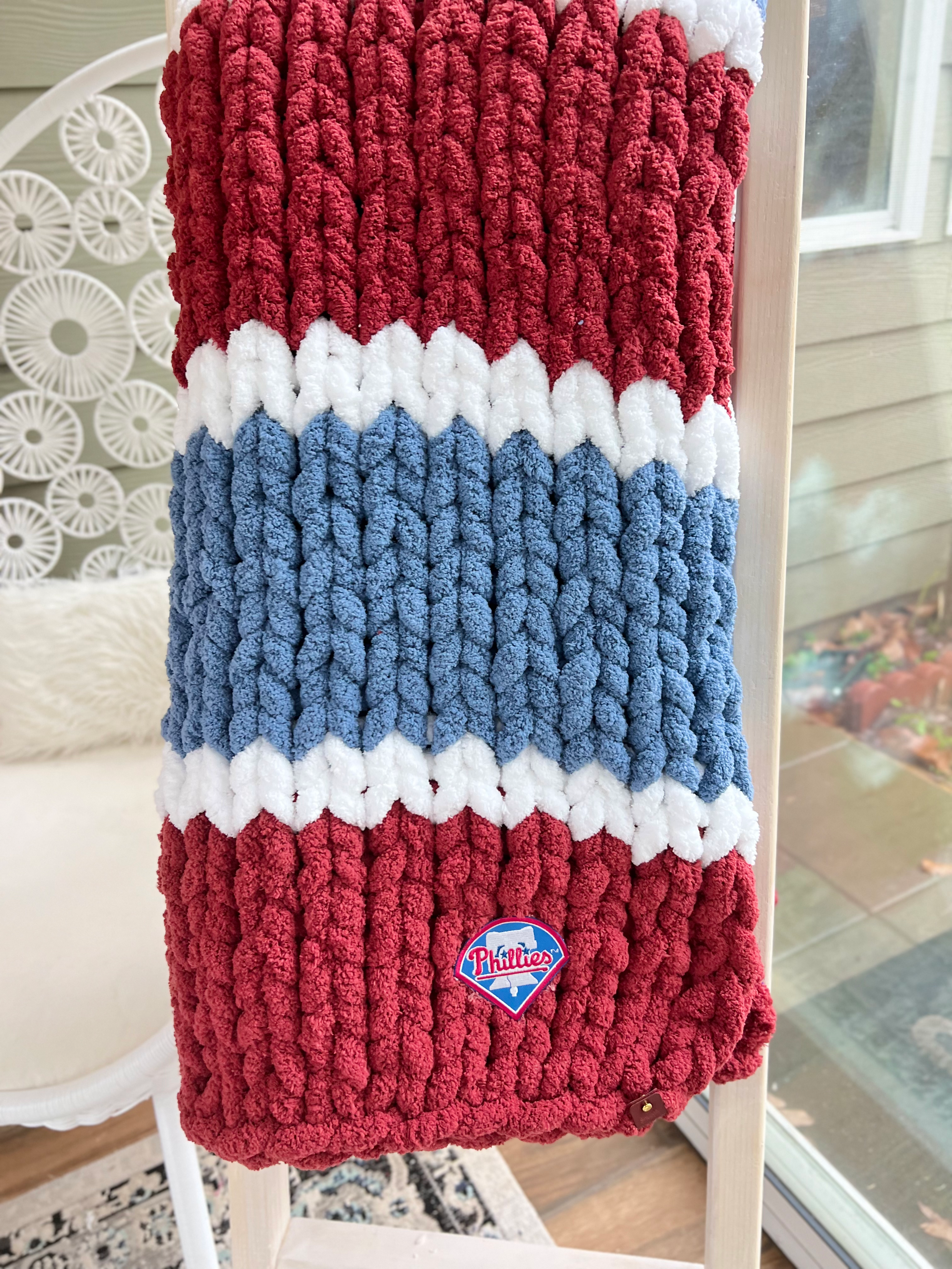 Philadelphia Phillies hand-knit blanket