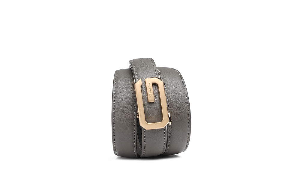 Thumbnail: TangGuh Women's Ratchet Leather Belt UK2203 Grey Leather