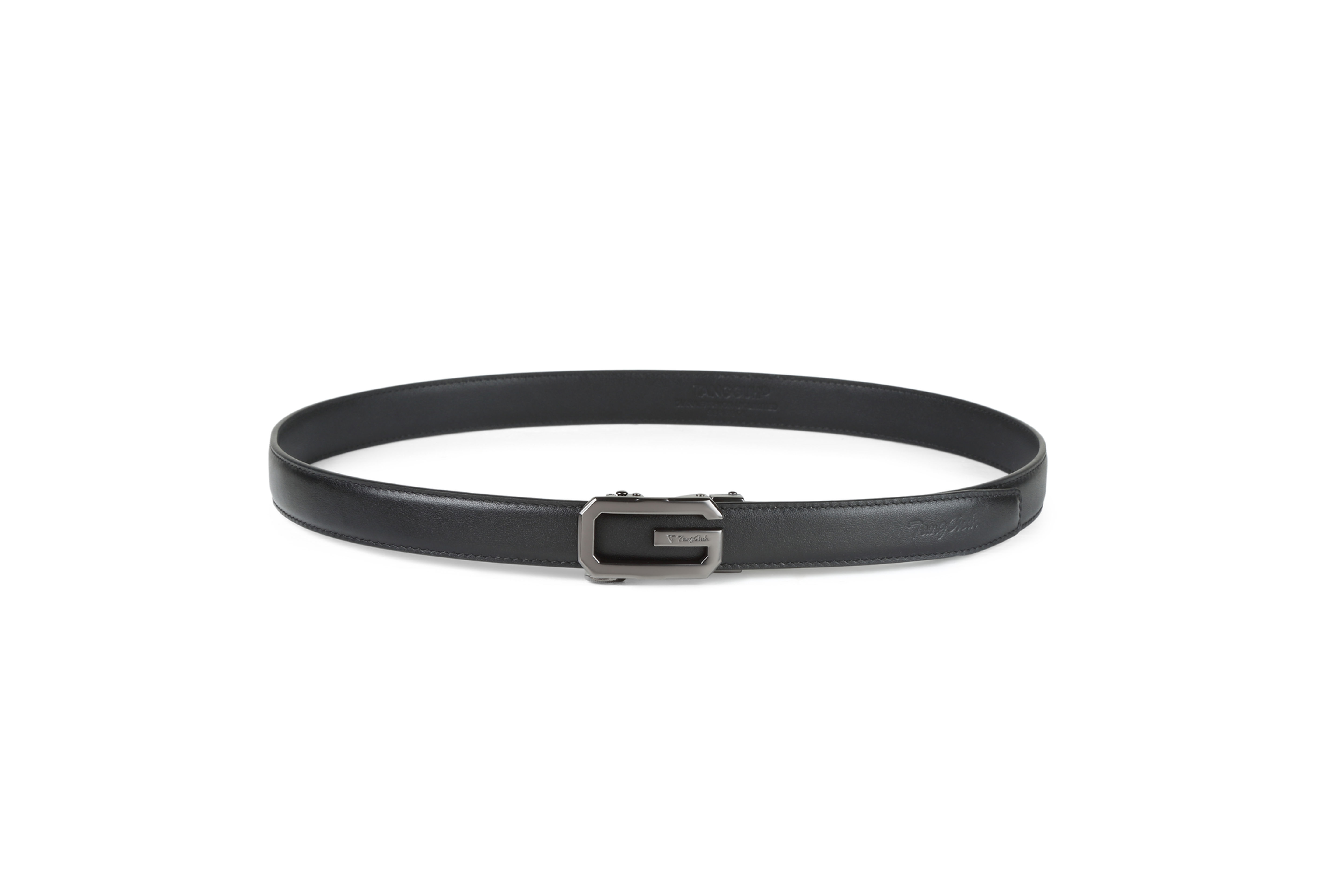 TangGuh Women's Ratchet Leather Belt UK2203 Black Leather