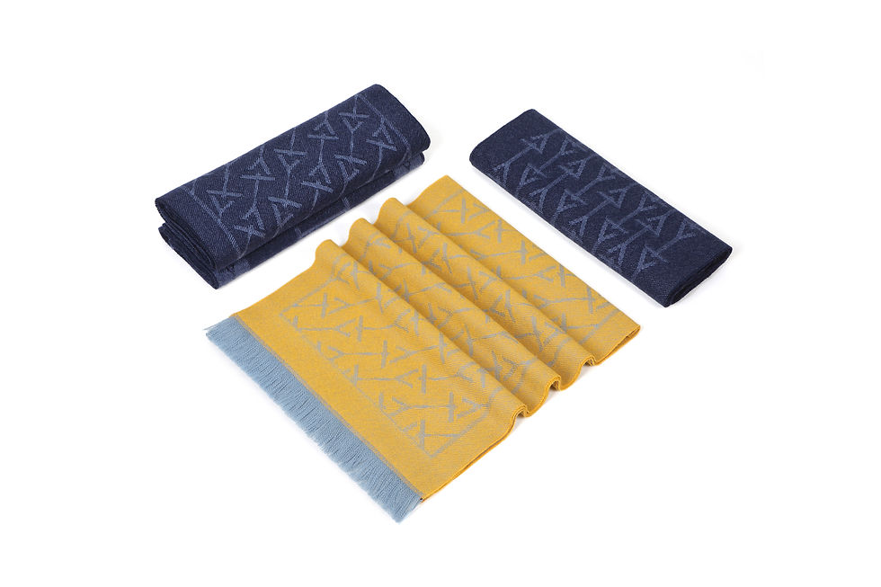 Thumbnail: TangGuh logo wool scarf  yellow & grey colour