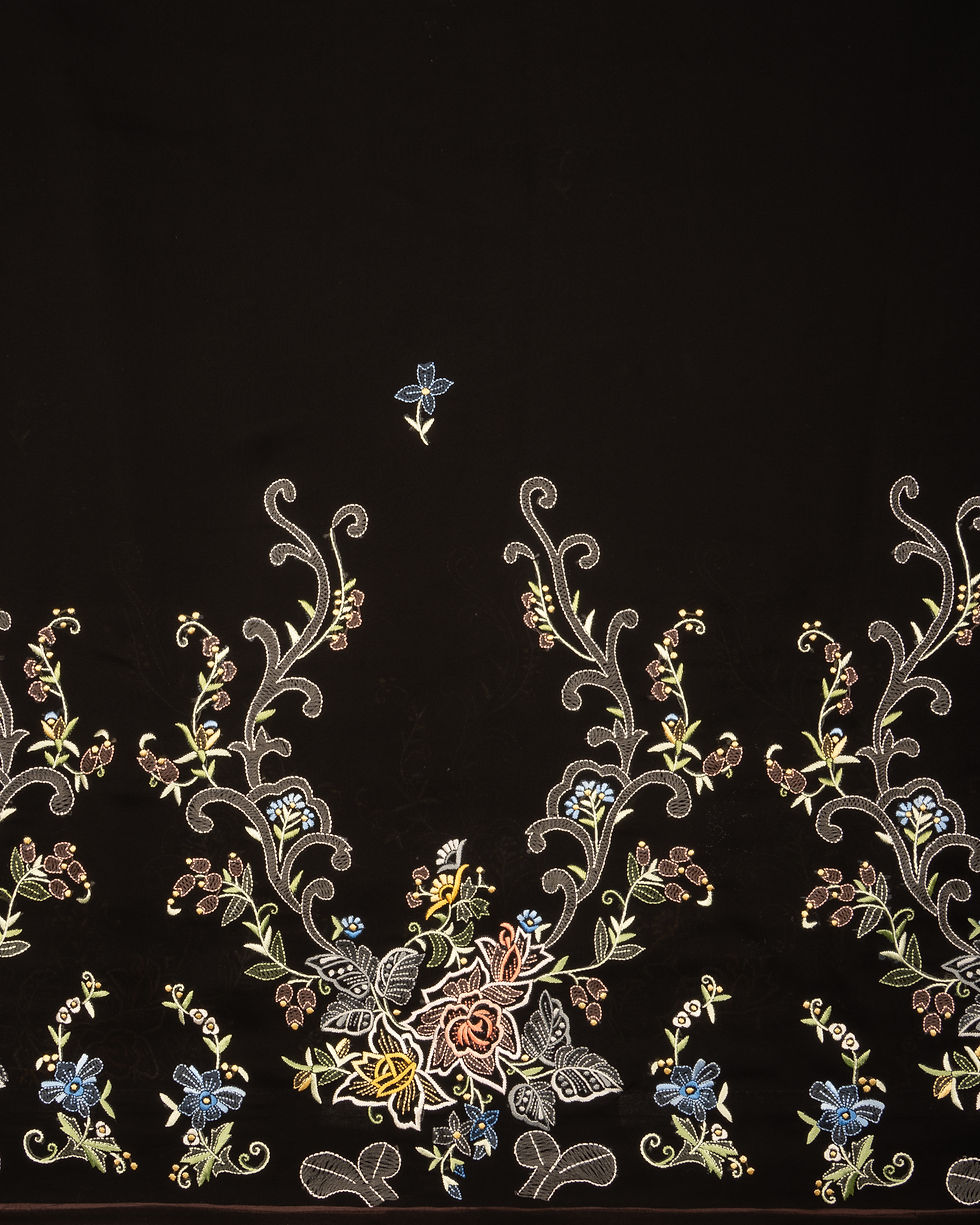 Thumbnail: Black Georgette Shadow Embroidery Saree