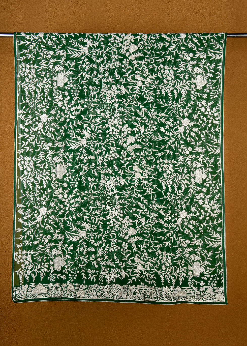 Thumbnail: Green Gara Embroidery Dupatta