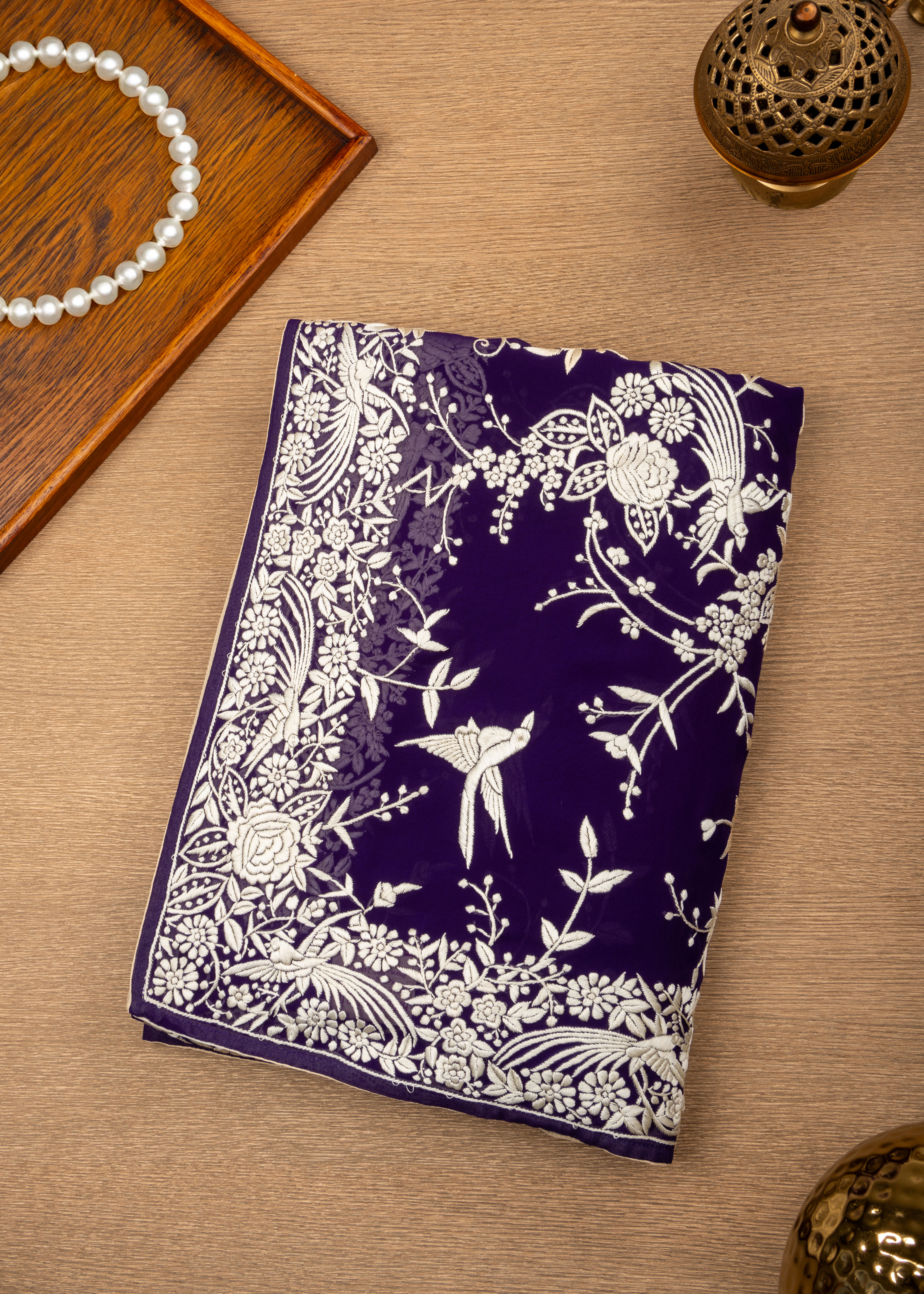 Imperial Purple   Floral Gara Saree