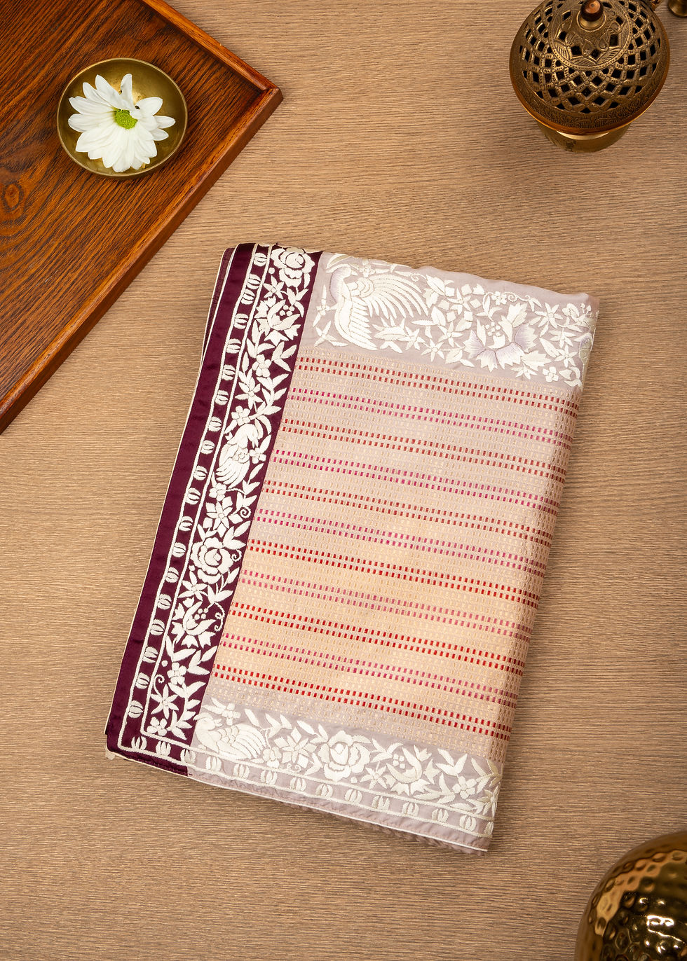 Cream Banarasi Gara Saree