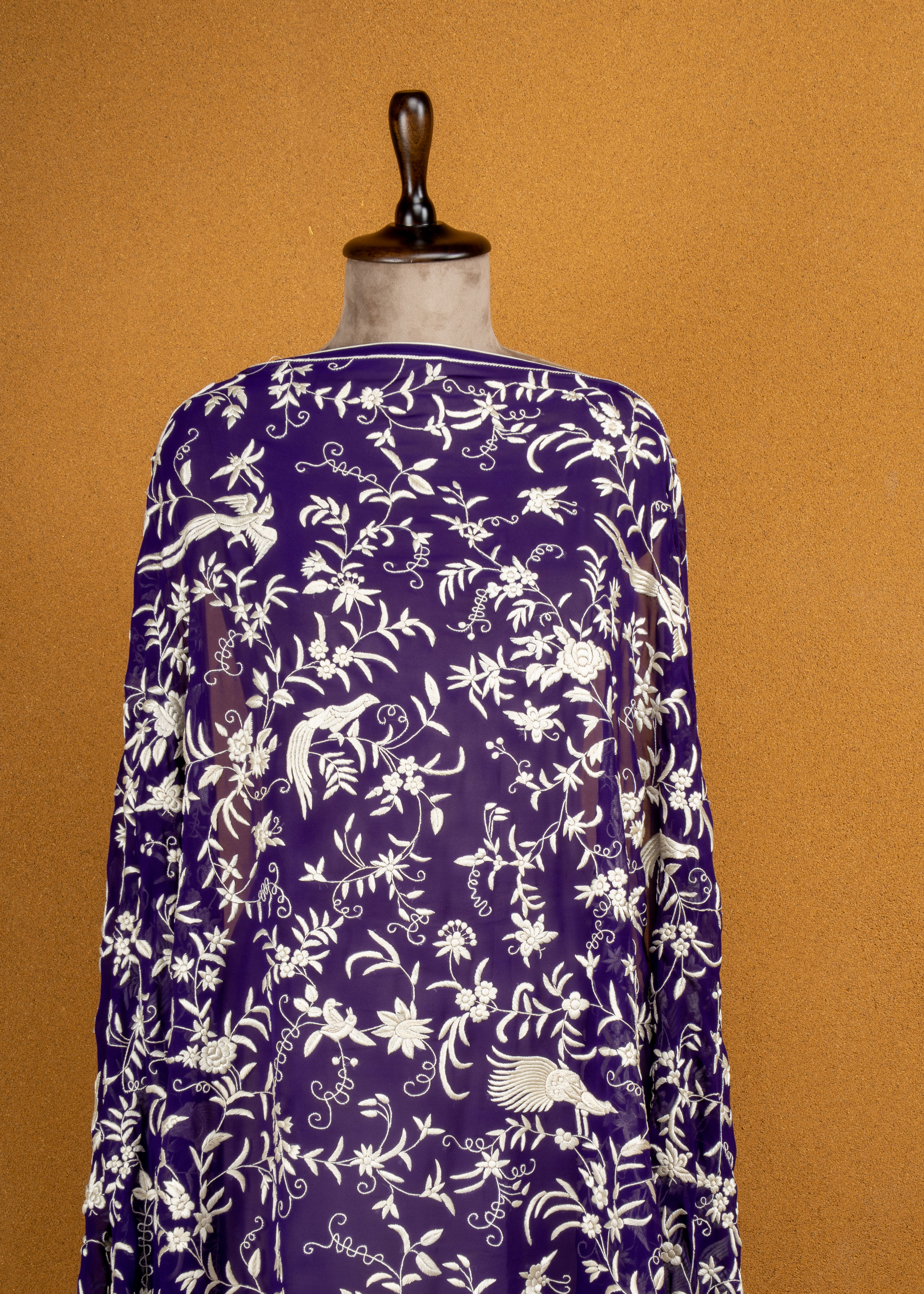 Purple Gara Embroidery Dupatta