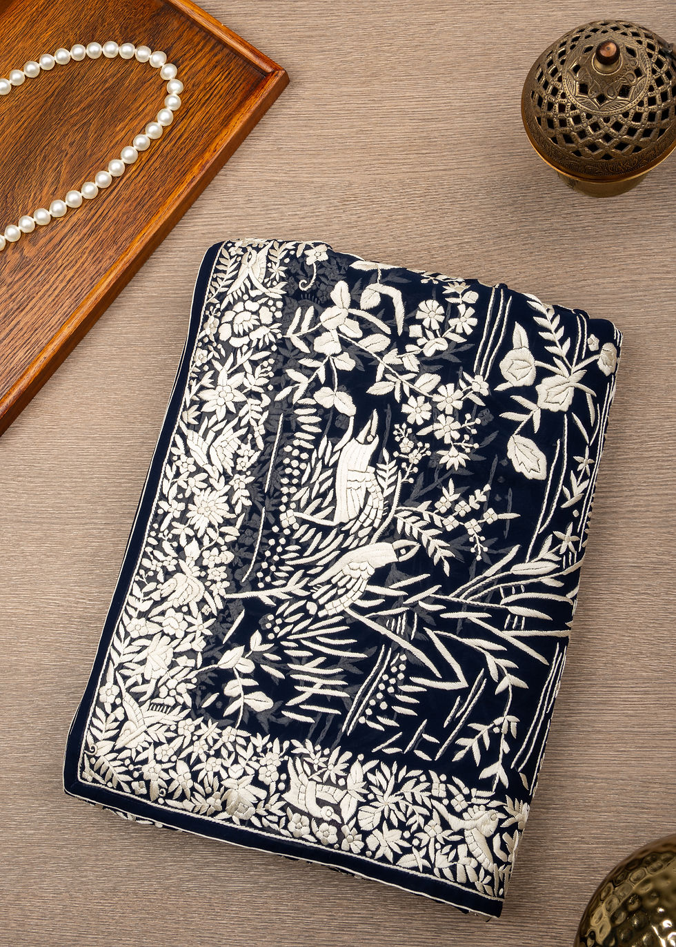 Deep Navy Blue Gara Saree