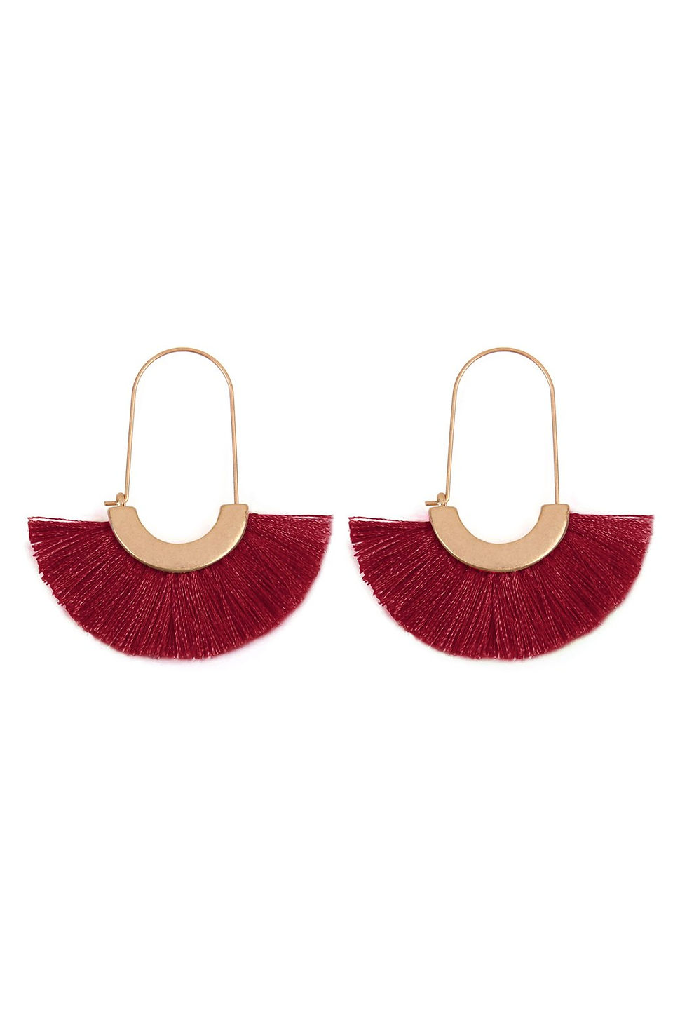 Thumbnail: Fan Shape Drop Hoop Earrings