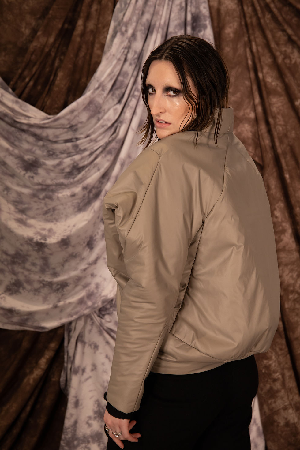 Thumbnail: PUFFER R COAT - BACK LEFT POSE