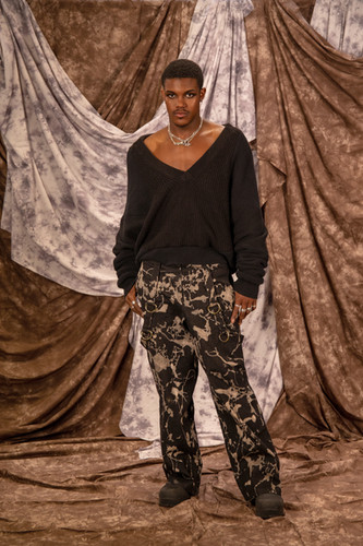 BLACK MARBLE DENIM JEANS | Rinat Brodach