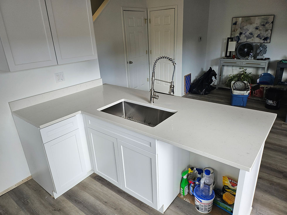 White Quartz Kitchen with 4 inch backsplash