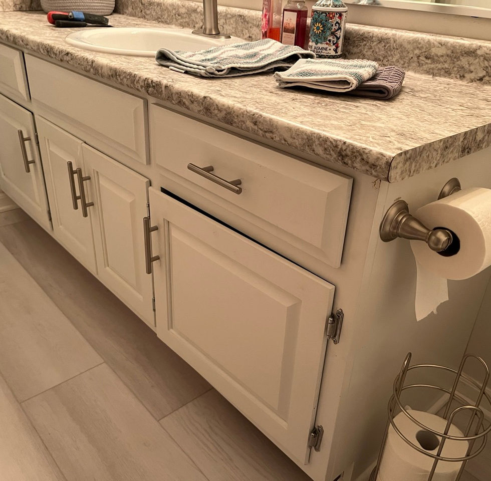 2 Before new paint, hinges and drawer pulls