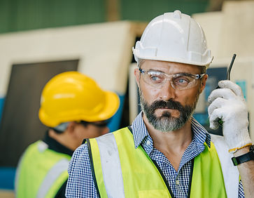 Workman wearing safety eyewear