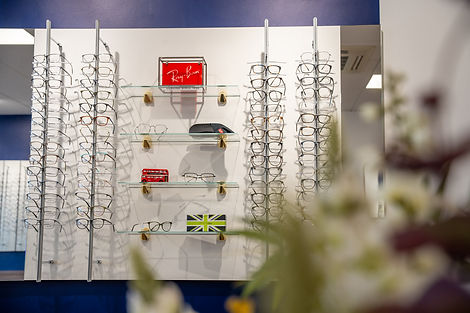 Frame display at Julian Davies Opticians