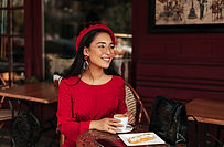 Happy women having a coffee and wearing new glasses