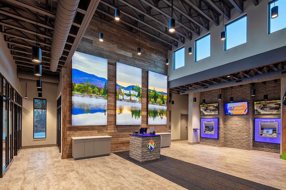 Northern Credit Union branded branch interior, part of a coordinated six-location design program.