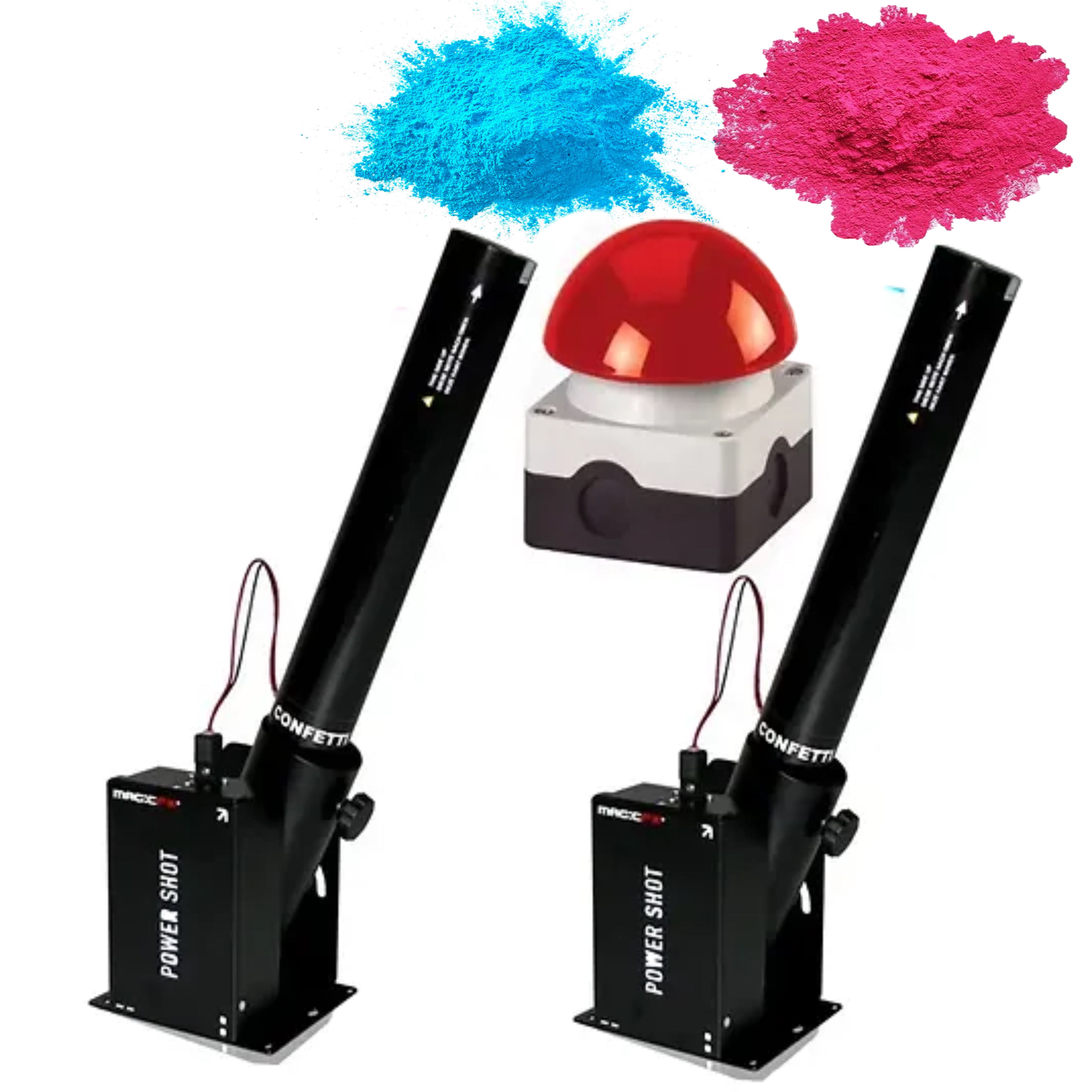 Gender Reveal Dubbele Holi Powder shooter met lanceerknop