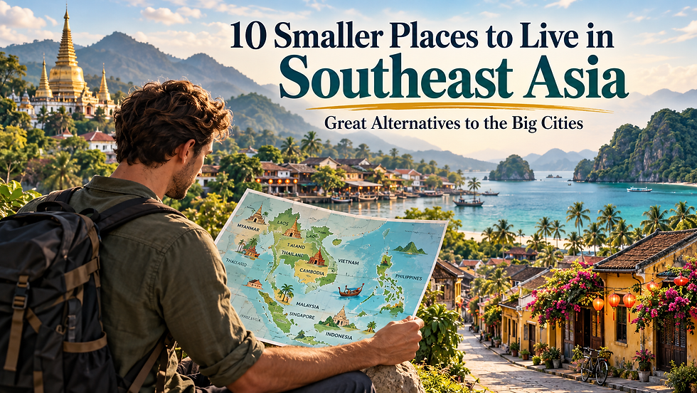 Map of Southeast Asia representing 10 smaller cities and towns for expats and long-term living