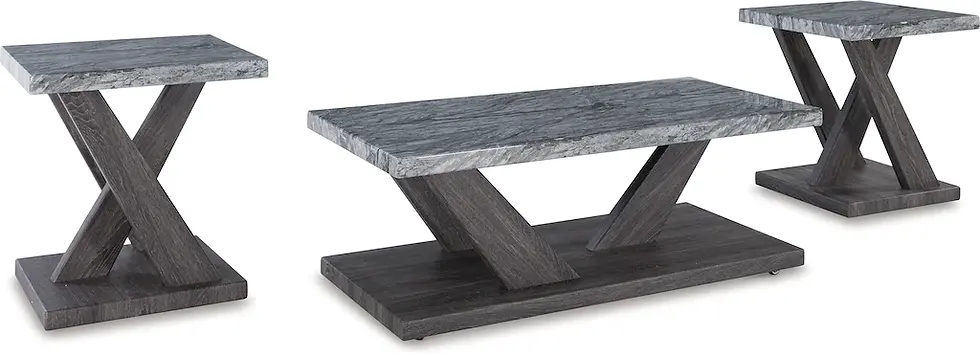 Thumbnail: 3 Piece Faux Marble Coffee/End Table Set