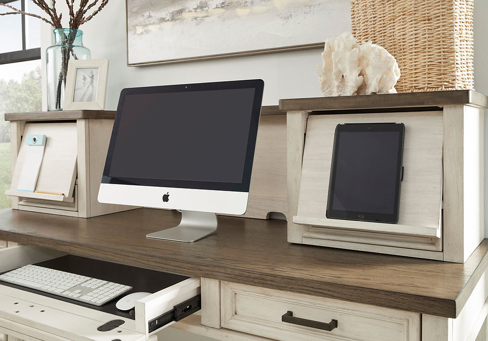 Thumbnail: Caraway Aged Ivory Pedestal Desk and Return