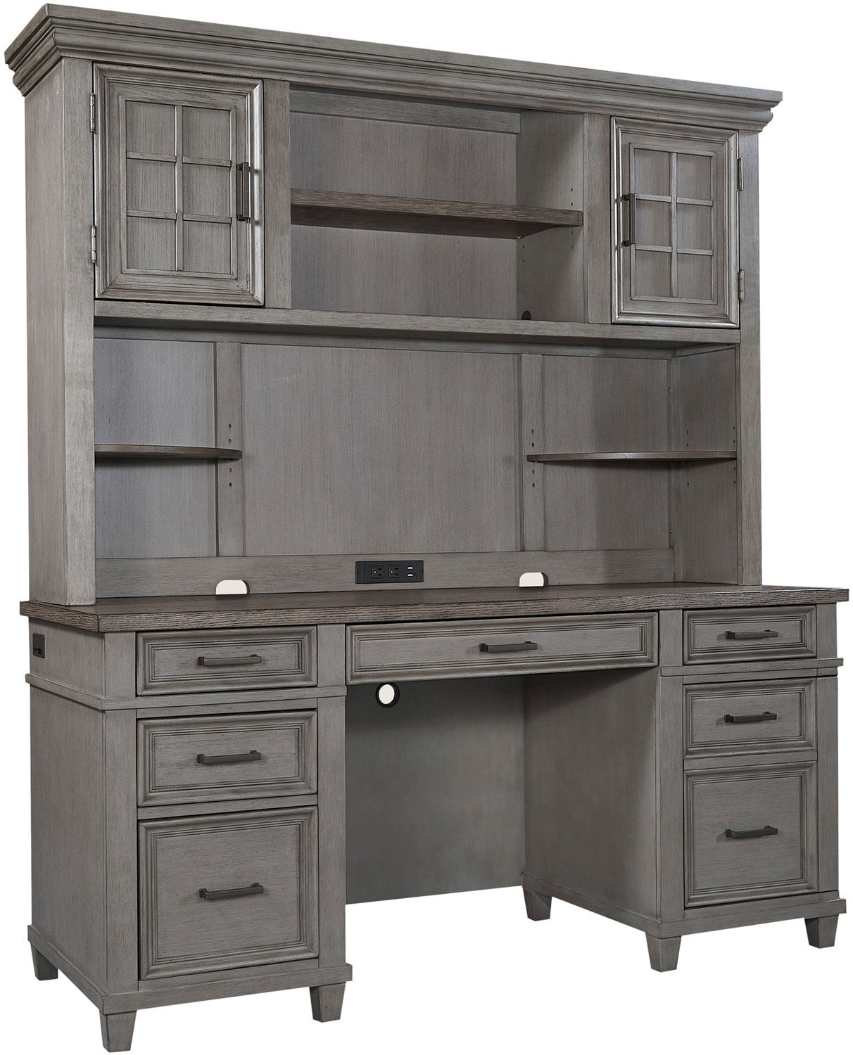 Caraway Slate Credenza Desk & Hutch