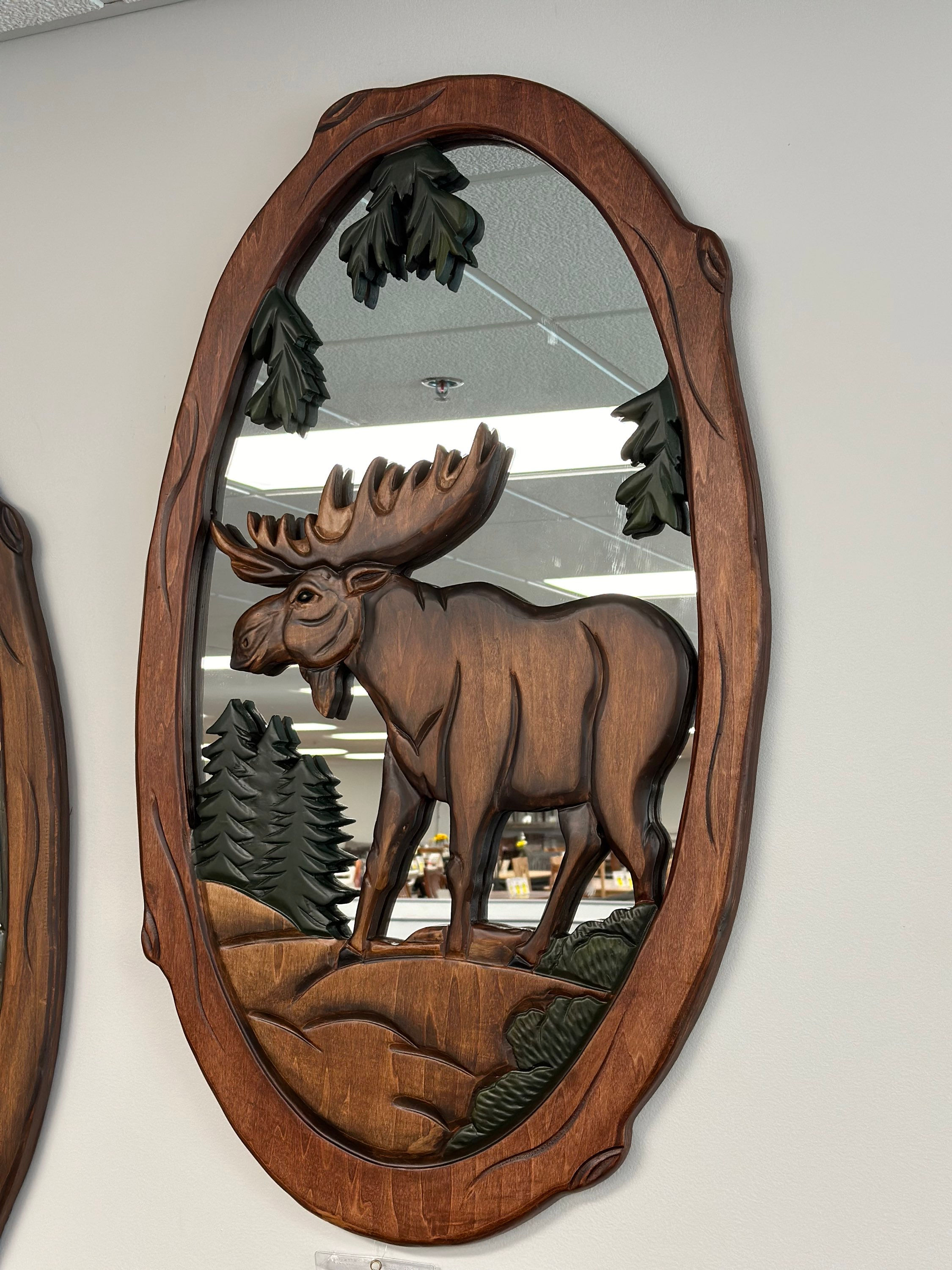 Moose Mirror Solid Wood Artwork