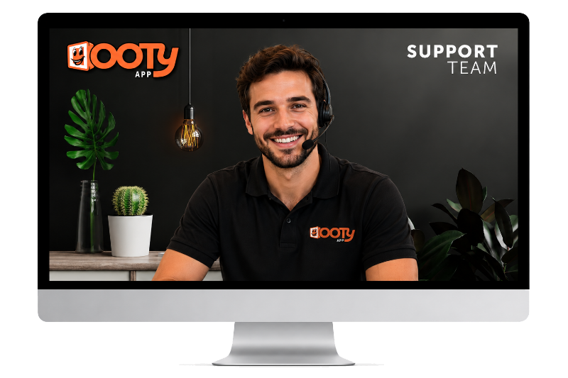 OOTy App Support Team on monitor