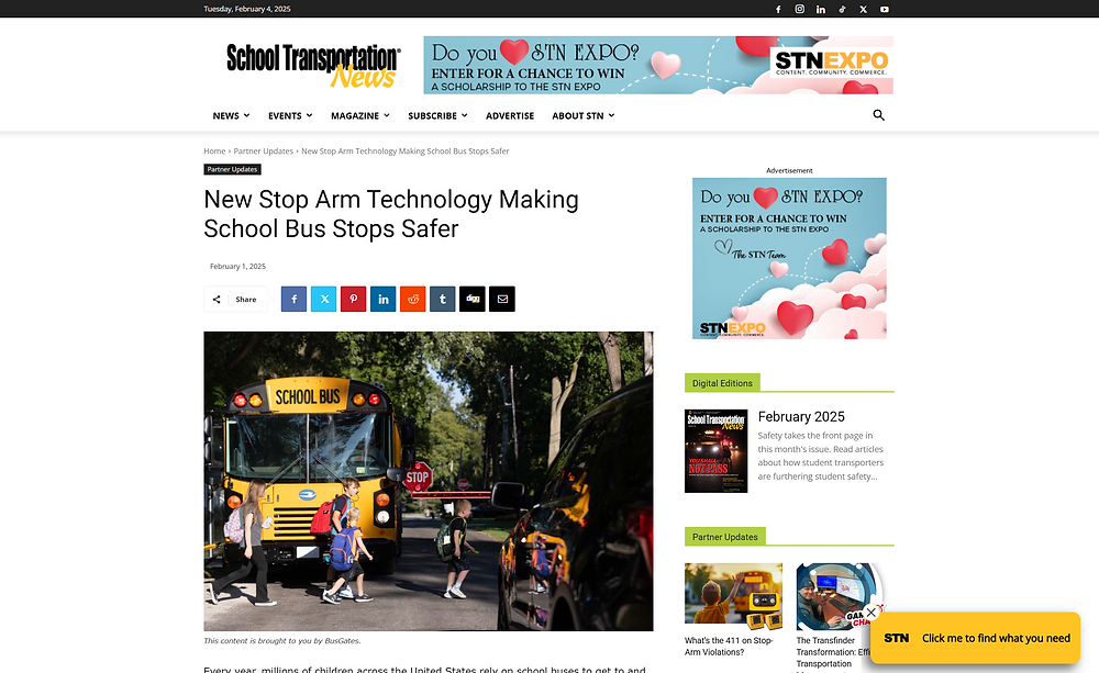 School Transportation News Recognizes BusGates Making School Bus Stops