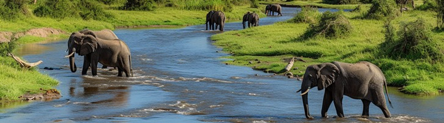 Elephants roam near Mount Kilimanjaro, mainly in Amboseli National Park, known for its large herds and mountain views.