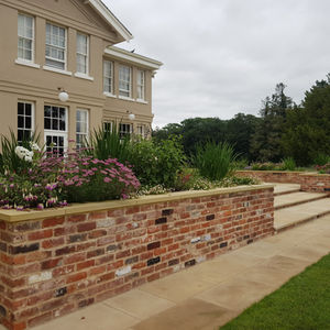 wedding venue, burtonfields hall, landscape design, planting design, yorkstone, redbrick, yorkshire, herbaceous planting, country house, Edwardian house