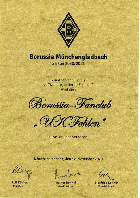 Official Fan Club Certificate 2020-2021