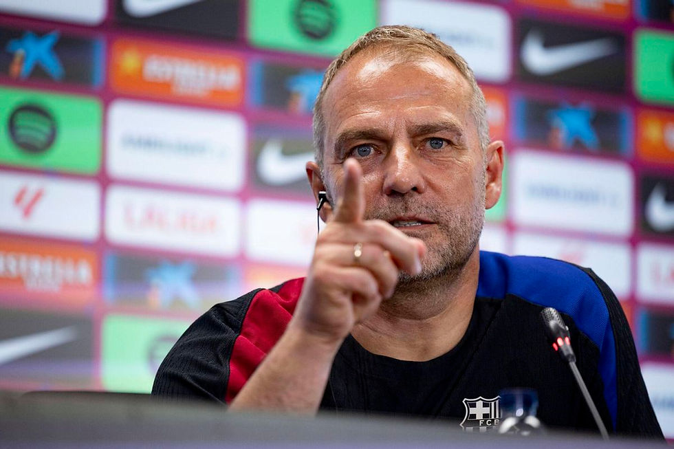Flick durante una rueda de prensa del Barça