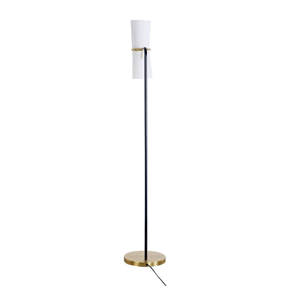 Thumbnail: Ramon Floor Lamp - Off White/Black & Brass  - 147cm high - rr$260