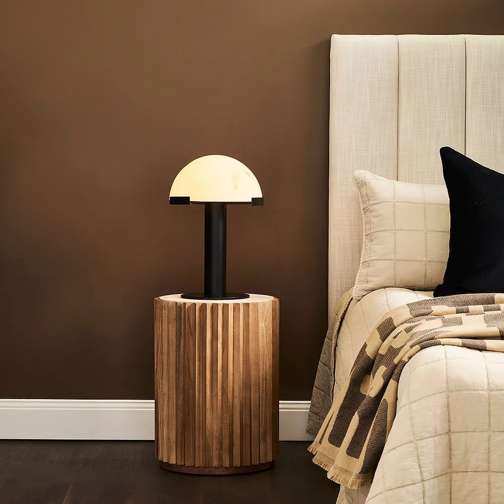 Thumbnail: Sophia Table Lamp - Alabaster Look/Matt Black - Resin/Iron - 45cm high - $610