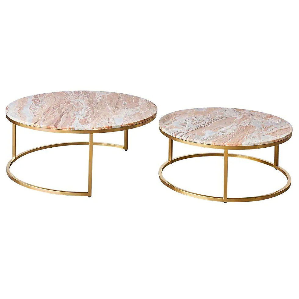 Thumbnail: Cara Nesting Coffee Tables - Pink Marble/Gold - 50cm diam - rr$4125