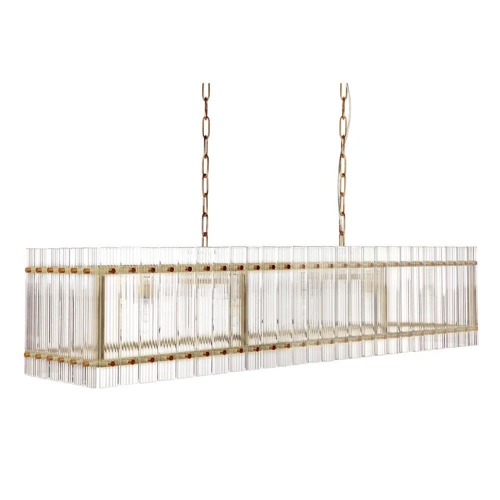 Italia Brass Pendant - Fluted Glass - 138cm wide- rr$2195