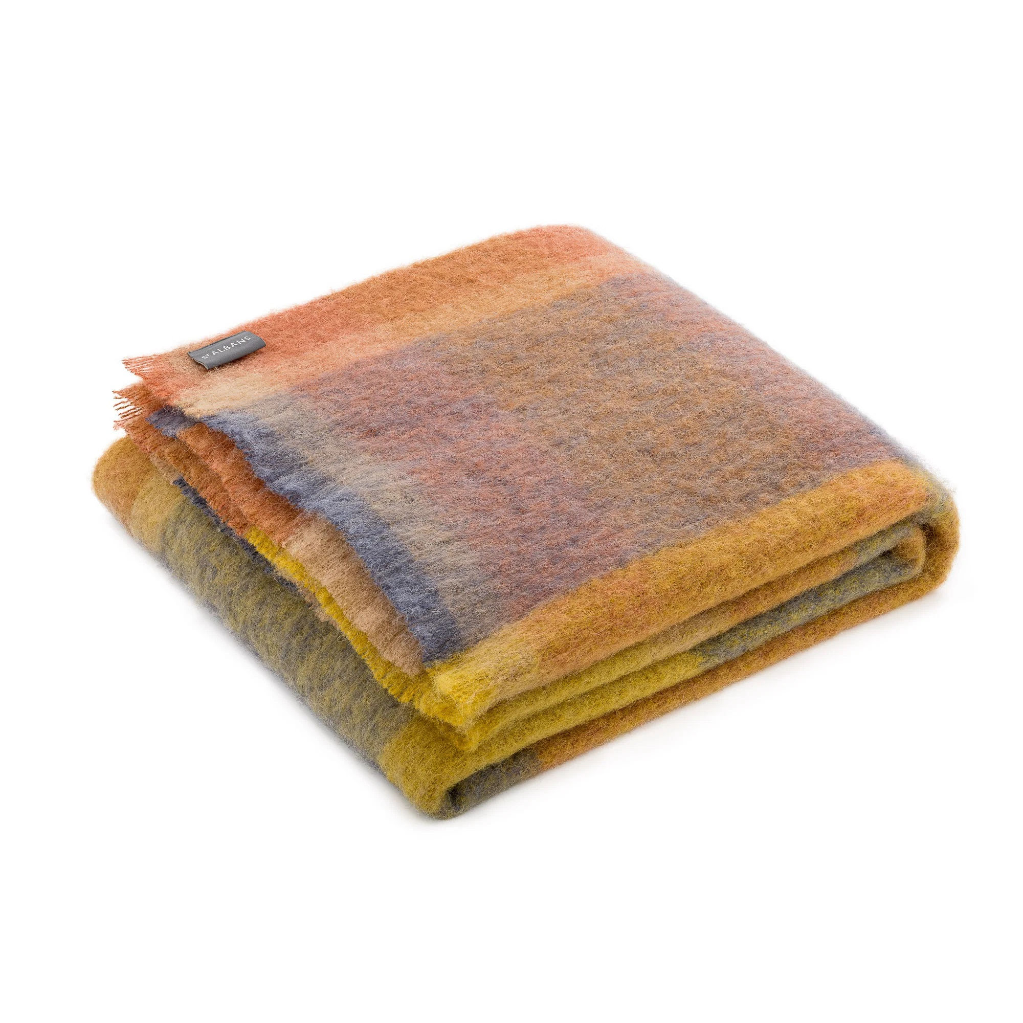 Alpaca Pure Wool Throw - DERBY - Blues, Caramels, Gold - 122x183cm - rr$425