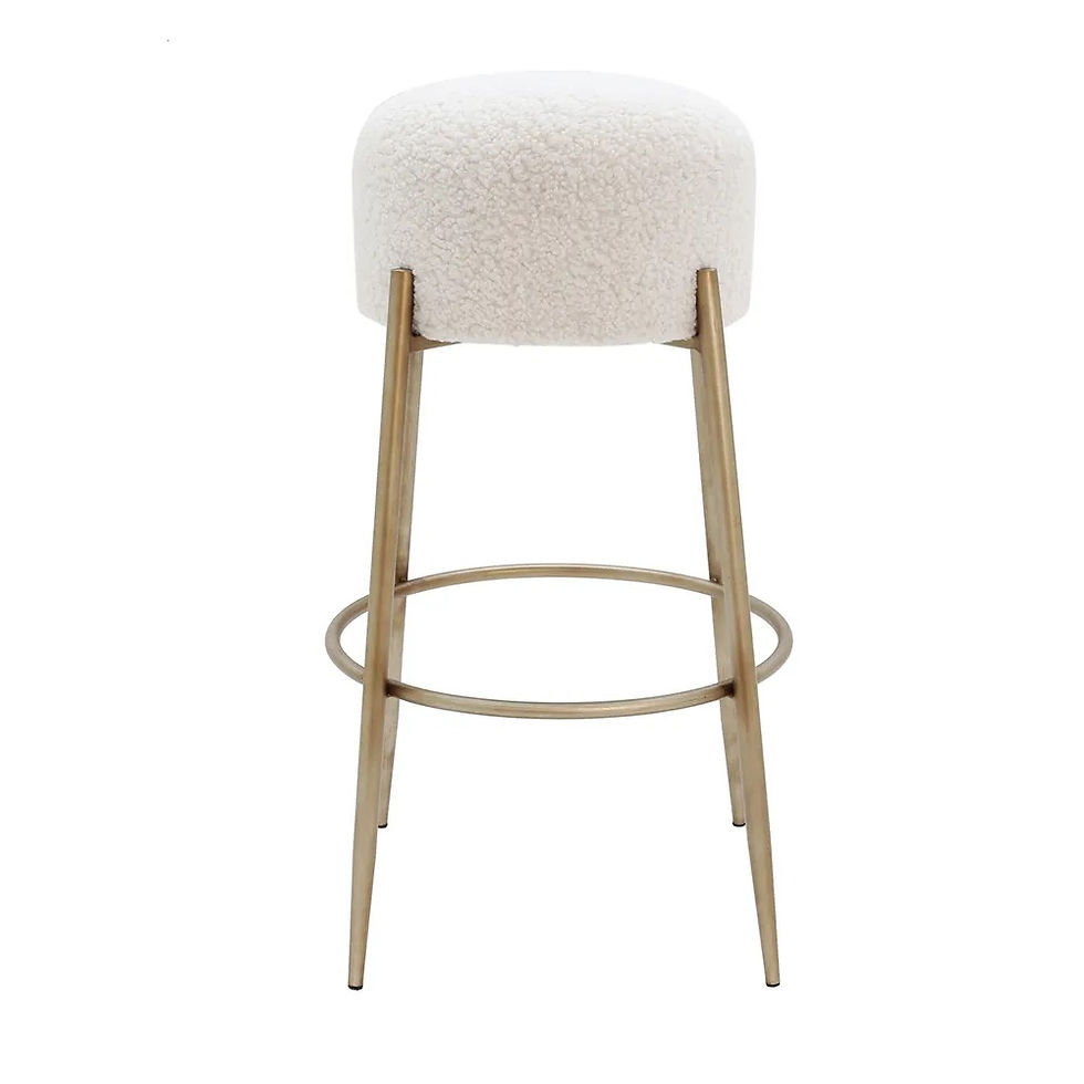 Thumbnail: Marco Kitchen/Dining Stool - White Bouclé/Brushed Brass - rr$490